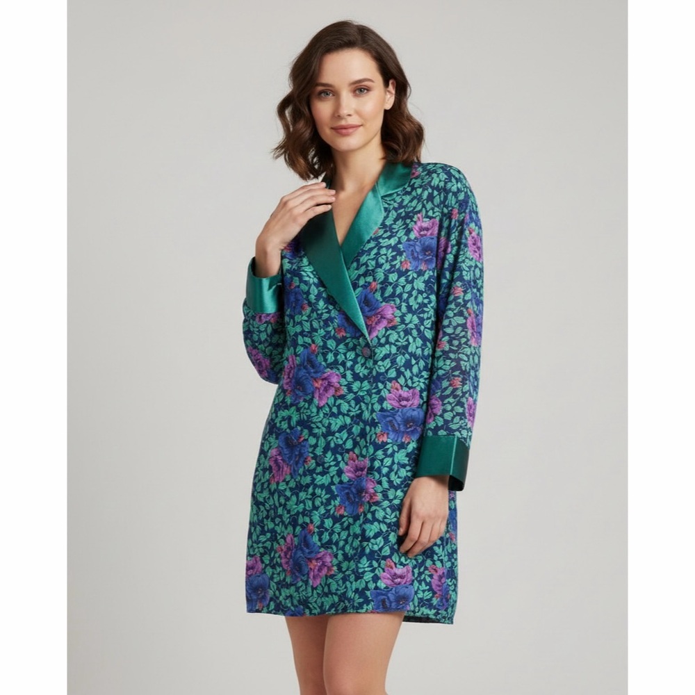 VS | VTG Gold Label Floral Ivy Print Relaxed Mini Nightie Robe Sleep Shirt